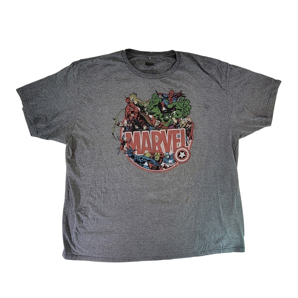 Marvel Avengers Assemble Graphic T Shirt Mens 2XL Gray Short Sleeve Tee